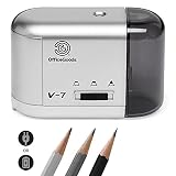 OfficeGoods Electric Pencil Sharpener - Battery or Cord Powered Portable Sharpener - Perfectly Sharp