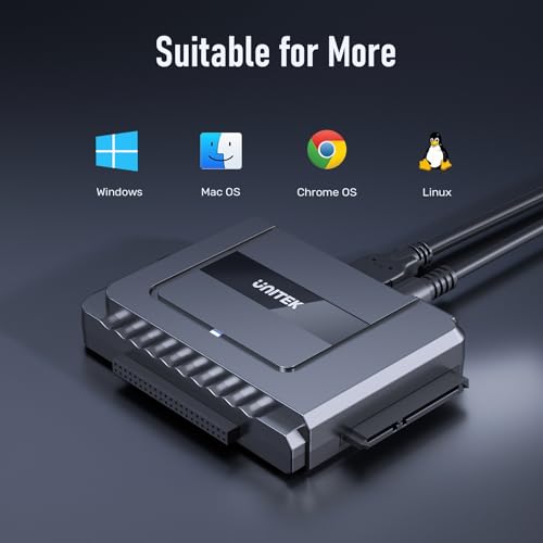 Unitek USB-C to A+C IDE SATA Dual USB 3.0 Drive Replacement Adapter for 2.5/3.5 Inch HDD SSD Optical Drive Converter Up to 18TB 5Gbps with 12V/2A Power Adapter for External Drives Ultra Fast Data