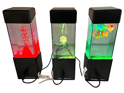 Image of WARM FUZZY Toys (1) Clownfish Lamp - Battery-Powered and USB Color-Changing Lava Lamp for Positive Energy - Perfect Home Office Decor or Gift for Kids
