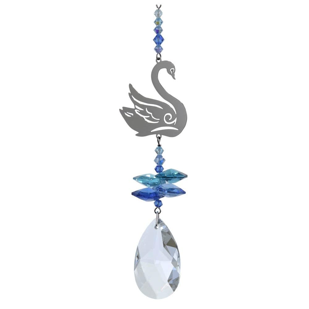 Wild Things Blue Crystal Fantasy Hanging Cascade Suncatcher/Rainbow Maker + 38Mm Almond - Swan Motif