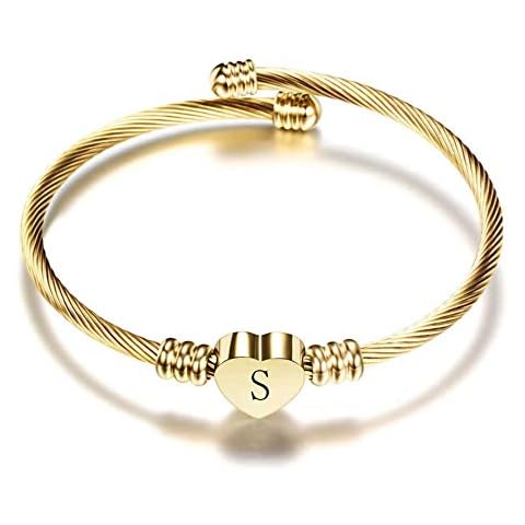 SBI Jewelry Alphabet Initial Cuff Bracelet Cover