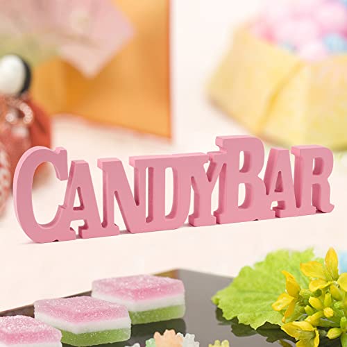 Decoración Madera de Mesa Boda Adorno Candy Bar Rosa Accesorio Decorativo de Mesa para Fiesta de Boda Cumpleaños Comunión Baby Shower Bautizo Infantil Zona de Dulces Bufé