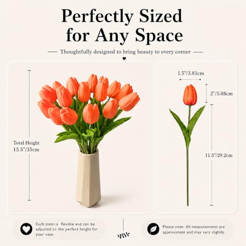 Image of Mandy's 20pcs Artificial Dark Orange Tulips