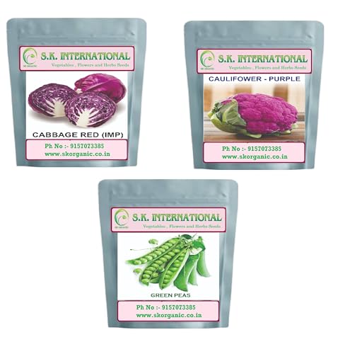 Image of Vegetable Seeds F1 Hybrid for Kitchen Garden, Farmhouse and Farm, Grow Fresh Veggies Daily (Cabbage Red-Cauliflower Purple And Green Peas)