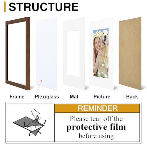 decorUhome 12x16 Picture Frame Set of 10, Display Photos 8.5x11 with Mat or 12x16 Unmatted for Picture Frames Collage Wall Decor, Brown