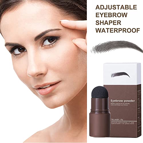 Eyebrow Stencil Kit, One Step Brow Powder Stamp Makeup With 10 Reusable Eyebrow Stencils＆2 Eyebrow Pen Brushes, Professional Waterproof Brow Powder Stamp (Dark Brown) #TOP3