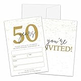 Qinkel 50th Anniversary Invitations, Minimalist Theme Anniversary Party For Women Man, 50th Anniversary Invites, 50th Anniversary Theme Decorations, 25 Invitations With 25 Envelopes-F07