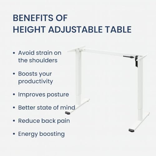 Image of INNOWIN Hat - Electronic Height Adjustable Desk | 80Kg Weight Capacity | Single Motor | Controller with 3 Presets | 3 Years Limited Warranty | White | 54 * 27 Inches Main Top