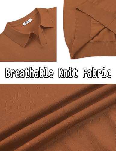 Image of COOFANDY Men's V Neck Short Sleeve Stretch Knit Polo Shirt