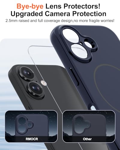 Image of Magnetic for iPhone 17 Case,Shockproof Matte Cover,Deep Blue | with Screen Protector,Compatible with MagSafe,Military Grade Drop Protection,Full Camera Protection,Non-Slip Design Case