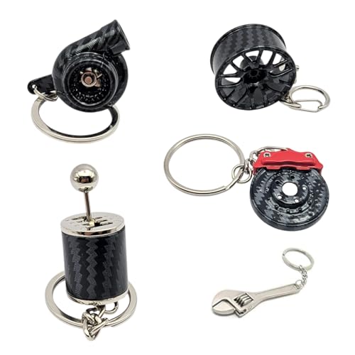 GT//Rotors Carbon Fiber 5pc Mini Auto Parts Keychains - Turbo,