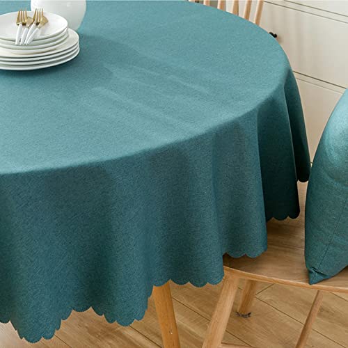 Image of Jeloris Round Waterproof Tablecloth Spill-Proof and Stain Resistant Table Cloth Wrinkle Free Washable Decorative Fabric Table Cover for Kitchen, Dining, Parties, Buffet, Wedding(55 inch, Teal)