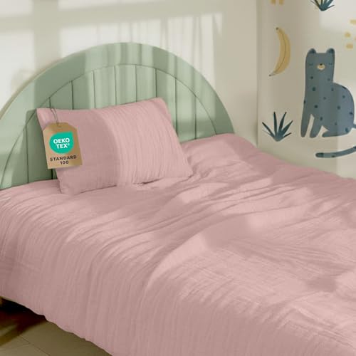 Dreamzie Kinderbettwäsche 100x135 cm + Kissenbezug 40x60 - Musselin Bettwäsche aus 100% Baumwolle, Oeko-TEX Zertifiziert, atmungsaktiv &...