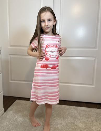 Arshiner Girls Nightgowns Summer Soft Cute Cartoon Print Pajama Sleep Dress for Kids 4-12 Years - Image 6