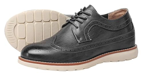 Men's Wingtip Oxfords Casual Shoes Dress Formal Leather Pointe Toe Derby Shoes Lace Up Walking Fashion Low-top Leather Shoes for Wedding Prom Business Outdoor Work