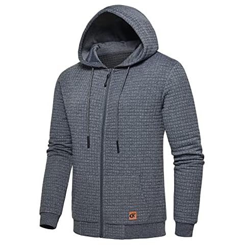 Men's Zip Up Hoodie Lightweight Hooded Sweatshirt Jackets With Kanga Pocket, Gray#02, Medium Cover