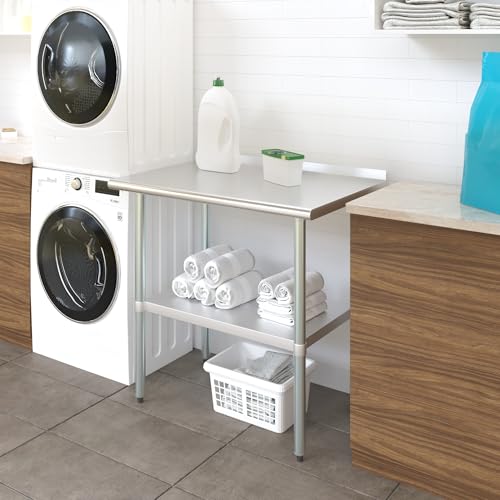 Image of AmGood Stainless Steel Work Table with 1.5 inch Backsplash | Metal Kitchen Food Prep Table | NSF (36 inch Long x 24 inch Deep)