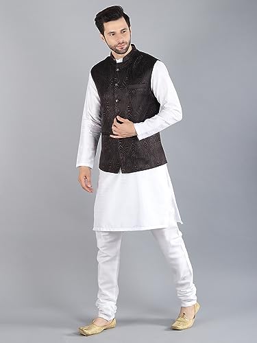 Image of Uri and MacKenzie Men's Silk Blend Kurta Pajama with Designer Ethnic Nehru Jacket /Modi Jacket