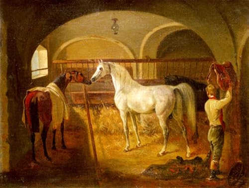 Pintura al óleo Stallinneres de Agasse, cuadro en lienzo para decoración interior