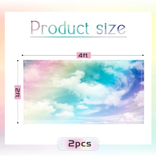 Image of Hortsun Pack of 2 Fluorescent Light Covers 4 x 2 Feet Magnetic Ceiling Light Cover Room Supplies for Home Office(Sunset Glow)