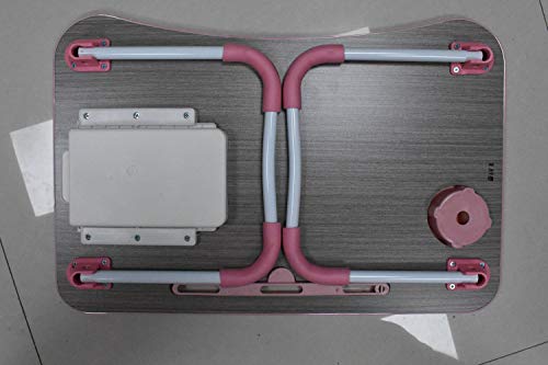 Laptop Lap Desk, Foldable Laptop Table, Laptop Stand for Bed, Dinner Coffee Breakfast Tray Table with Cup Holder Drawer Storage Folding Legs, Standing Desk for Laptop Writing Bed Sofa Couch (Pink) - Thumbnail 2