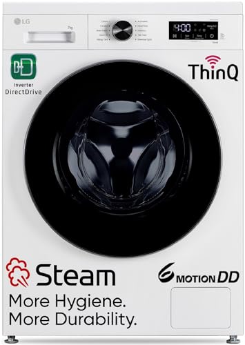 Image of LG 7 Kg 5 Star Wi-Fi, Steam, Inverter Direct Drive Technology, 6 Motion DD, Fully-Automatic Front Load Washing Machine (FHB1207Z4W, Allergy Care, In-Built Heater, Touch Panel, Blue White)