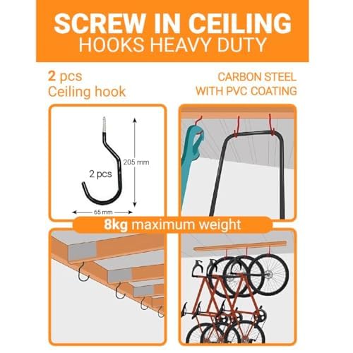 brackit 10x Garage Hooks Heavy Duty - 30pc Assortment Set for Wall-Mounted Storage, Ideal for Hanging Tools, Ladders, Bikes, Hose & Garden Equipment - Includes 20x Wall Anchors & Non-Slip Coating