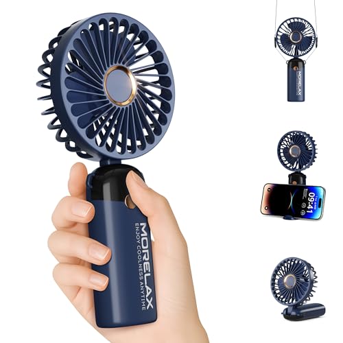 Ventilateur à Main, Mini Ventilateurs Portatif, 4000mAh Rechargeable, Petit Ventilateur de Poche Avec 6 Vitesses, 90° Ventilateur USB Pliable pour la Maison,...