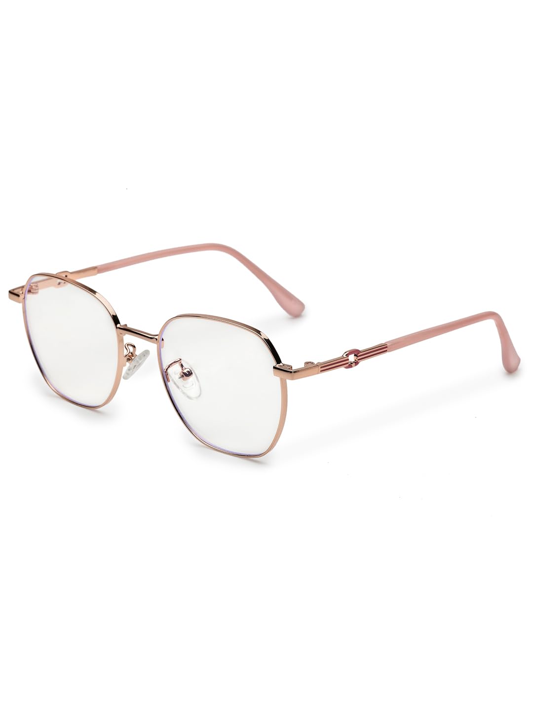 HASHTAG EYEWEAR Frostis Rose Gold Small Full Rim Hexagonal Computer Glasses for Men & Women Blue Block-image-3