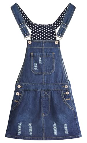 Kids Girls Adjustable Straps Stretch Denim Overall Dress