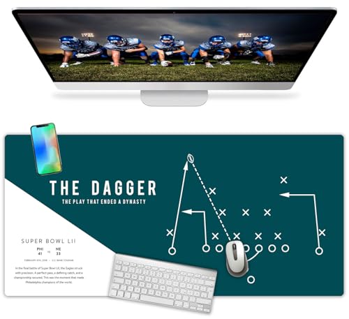 Large Philadelphia Desk Mat for Desktop XL Desk Pad Mat with Smooth Surface Green Football Theme Office Decor Man Cave Accessory Men Gifts & Game Day Gift The Dagger Bird Gang Philly Philly