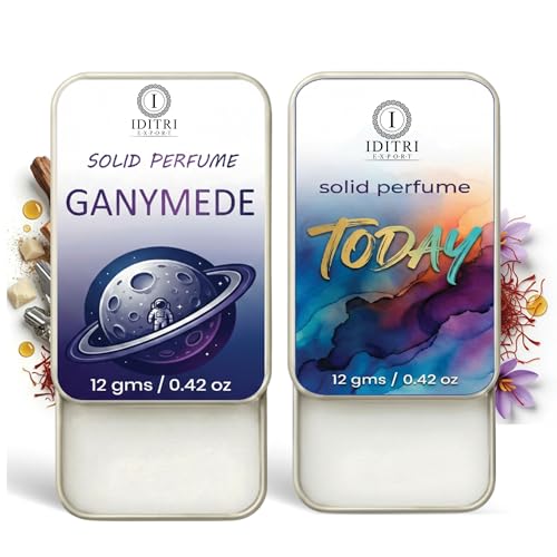 Image of Solid Perfume |Ganymede&Today Alcohol Free Wax Perfume Balm, Long Lasting | Pocket Tin 12g, Pack Of 2| Non Greasy Smooth Glide, Travel Friendly Men And Women