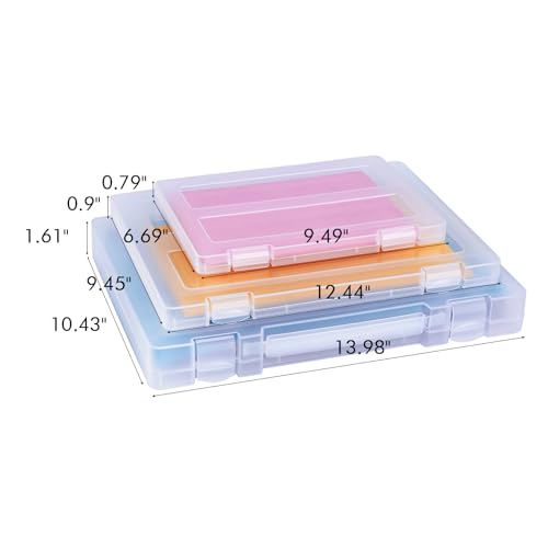 Image of 12 Pack A4 Paper Storage Boxes, 8.5 x 11 Plastic Portable Project Case for US letter Size and A4 paper, Plastic Multi-Purpose Thick Scrapbook Storage Box for Office