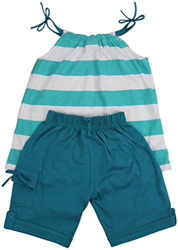 Image of ToBeInStyle Girl's Two Piece Summer Set Cute Tee Top and Matching Shorts Adorable Outfit