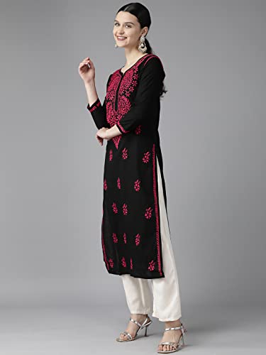 Image of Ada Hand Embroidered Lucknowi Chikankari Cotton Kurta Kurti for Women A411191
