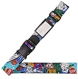 VANGARD スーツケースベルト ワンタッチ 便利 荷物 固定 ネーム付き 旅行便利グッズ じょうぶ 日本製 おしゃれ ロードサイン 柄 標識 ワンタッチ ロック無し