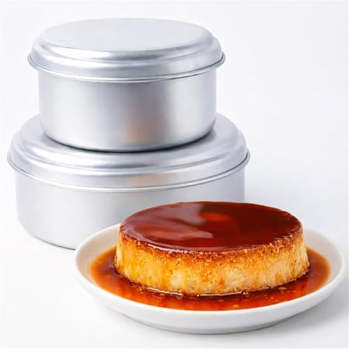 Quesillera Venezolana con tapa Molde - Pack de 2 moldes Flanera para Baño María tradicionales de aluminio con tapa para quesillo, tarta de queso, pastel de caramelo y pudín, dos tamaños disponibles (2