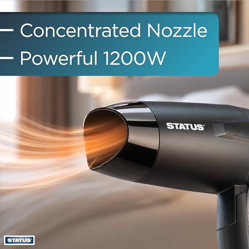 Image of STATUS: Toulouse 2 Speed Travel Hair Dryer Black Foldable Hair Dryer with Concentrator /1200W Dual Voltage (230V or 115V), DC Motor, TOULOUSE1PKB6