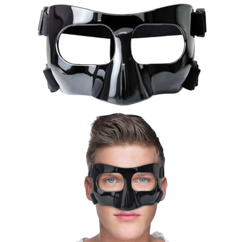GXGM Protezione per Naso, Maschera Protettiva Naso Rotto, Visiera Regolabile, Protezione per Viso, Maschera per Allenamento Sportivo, Adulti Adolescenti, Blu, M
