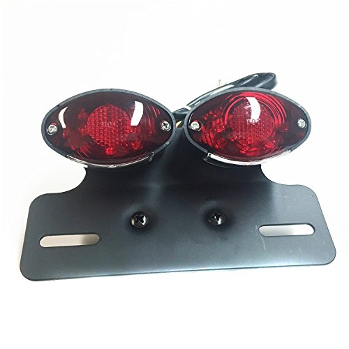 SMT-Universal Cat Eye Custom Tail Brake License Plate light BLACK RED [B00Y43ON98]