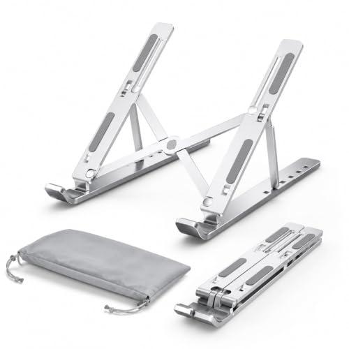 Image of Ergonomic Laptop Stand Aluminum, Foldable Height Adjustable Notebook Holder with Ventilation Design for MacBook, Dell, HP, Lenovo, ASUS & Acer