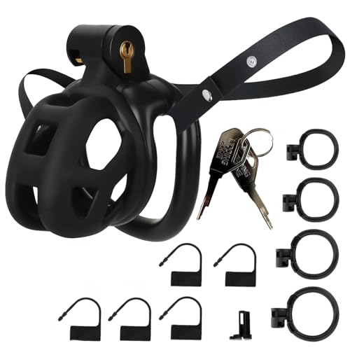 Image of BDSM, Sex Toys Male Chastity Cage with Elastic Belt & Invisible Lock - 4 Rings Lightweight Comfort Fit Design for Long Term Wear, Secure Bondage Device (XS-60mm) - Breathable Large Penis Cage for Men
