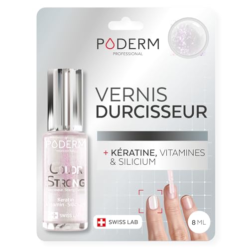 PODERM Vernis Durcisseur Ongles – Biotine, Silicium, Kératine | Répare &amp; Fortifie les Ongles Abîmés, Fragilisés, Cassants par Vernis Semi-permanent &amp; Vieillissement | Swiss Made - Highlighter