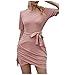 Abito estivo midi da donna UK Casual Jumper Dress Abito da donna alla moda Solid Casul O-Collo Al Ginocchio Manica Corta Abito Lungo Signore Ragazze Breve Midi Mini Tunica Top Abiti, 01 rosa., XL
