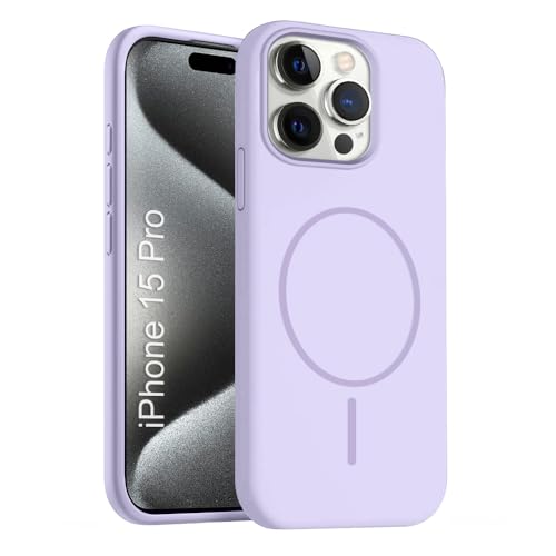 Image of iPhone 15 pro Silicone Magsafe Case | Shock Proof Design & Camera Protection | Premium Rubberised Apple iPhone 15 pro Cover (Microfiber Lining) | Magnetic Liquid Silicone - Purple