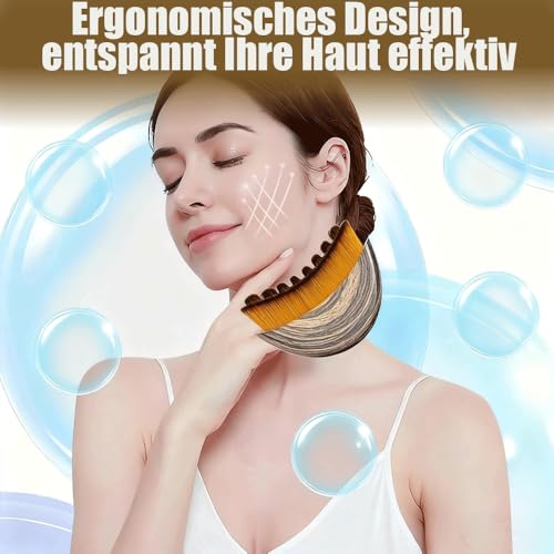 FLYGRRIV Lymphbürsten Gesicht, Lymphdrainage Bürste Gesicht, AlpenfaserGesichtsbürste, Face Brush, Gua Sha, Massagegerät Kontur Kinn Kiefer mit Aufbewahrungsbox (Braun)