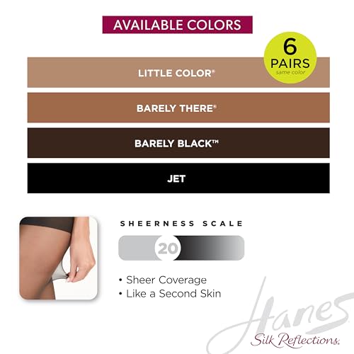 Image of Hanes Women's Silk Reflections Non Control Top, Sheer Toe, Silky Sheer Pantyhose