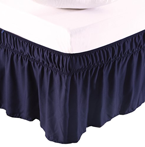 MEILA Bed Skirt Three Fabric Sides Elastic Wrap Around Dust Ruffled Solid Bed