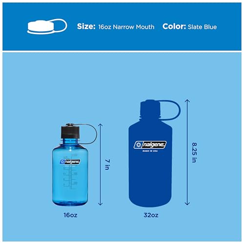Image of Nalgene 16 oz Narrow Mouth Water Bottle, Slate Blue