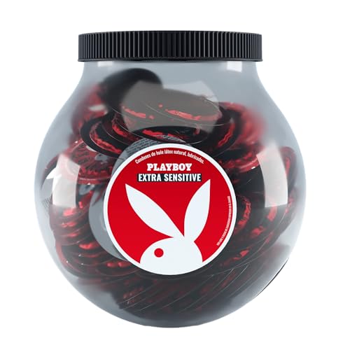 Playboy - Extra Sensitive - Vitrolero con 100 Condones Ultra Delgados para...